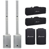 2x Studiomaster Direct 121 MX-WH Compact Vertical Array Speakers RMS: 180w inc Covers